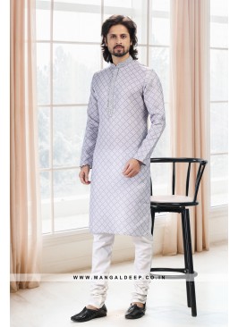 Emollient Grey DIgital Printed Cotton kurta Pyjama Set