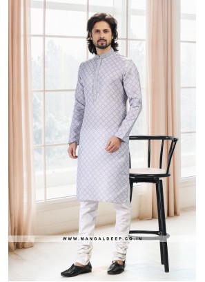 Emollient Grey DIgital Printed Cotton kurta Pyjama Set