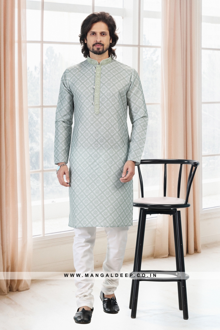 Emollient Green DIgital Printed Cotton kurta Pyjama Set