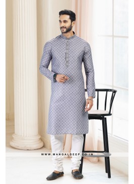 Emollient Grey DIgital Printed Cotton kurta Pyjama Set