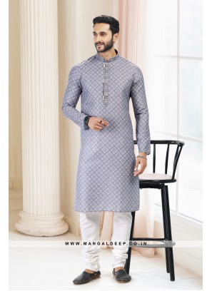 Emollient Grey DIgital Printed Cotton kurta Pyjama Set