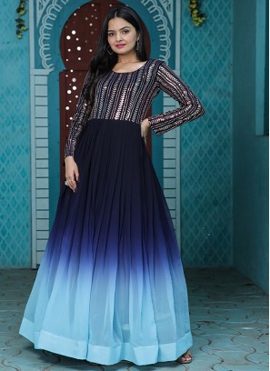 Enchanting Digital Print Faux Georgette Trendy Gown