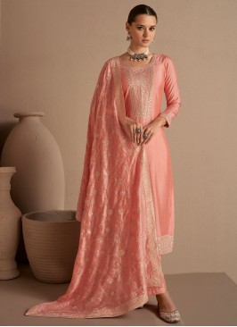 Enchanting Embroidered Sangeet Straight Salwar Kam
