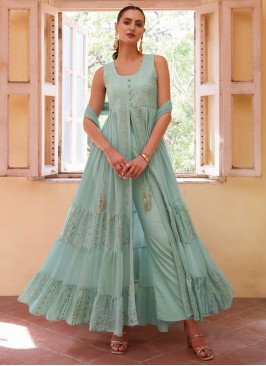 Enchanting Georgette Mehndi Designer Salwar Suit
