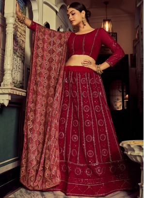 Enchanting Pink Georgette Lehenga Choli with Silk Dupatta