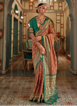 Enchanting Patola Silk  Orange Weaving Saree