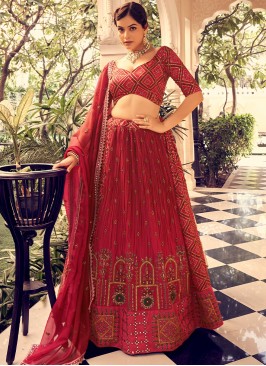 Enchanting Pink Silk Designer Party Lehenga Choli with Sequence, Thread, and Zari Work