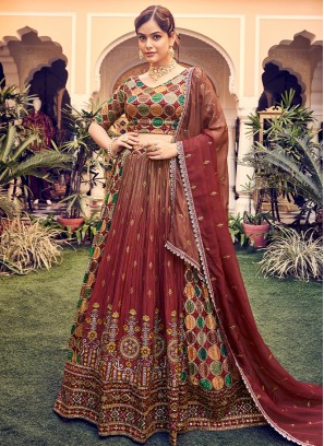 Enchanting Pink Silk Designer Party Lehenga Choli with Sequence, Thread, and Zari Work