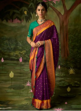 Enchanting Purple Brasso Designer Saree
