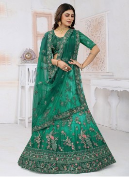 Enchanting Rama Zari Net A Line Lehenga Choli