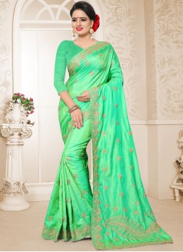 Energetic Art Silk Green Resham Designer Tradition