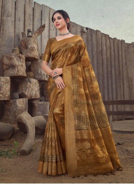 Energetic Mustard Traditional Saree