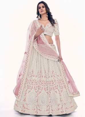 Energetic Off White Thread Designer Lehenga Choli