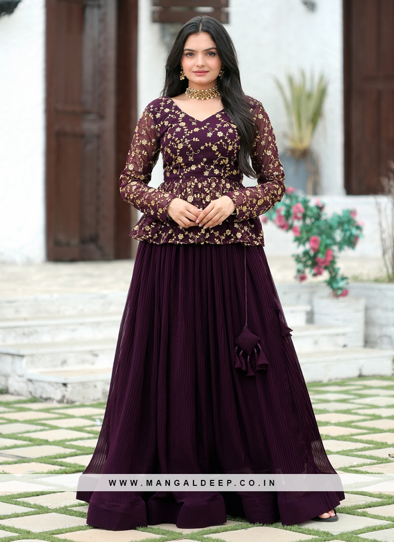 Purple Beautiful Zari And Embroidery Party Wear Lehenga Choli
