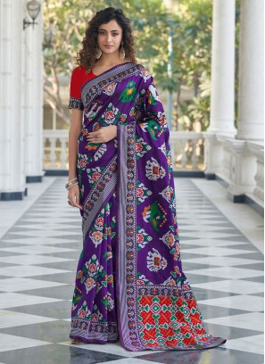 Energetic Weaving Purple Designer Traditional Saree