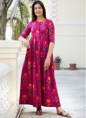 Engrossing Abstract Print Muslin Party Wear Kurti