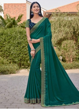 Engrossing Green Engagement Designer Saree