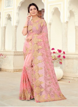 Engrossing Net Ceremonial Designer Saree