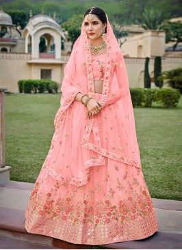 Engrossing Net Diamond Pink Trendy Lehenga Choli