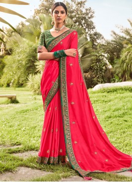 Engrossing Silk Embroidered Designer Traditional Saree