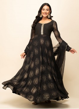 Enthralling Georgette Foil Print Trendy Gown