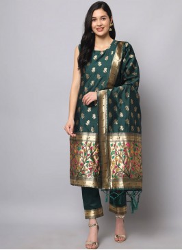 Enthralling Jacquard Work Silk Readymade Salwar Suit
