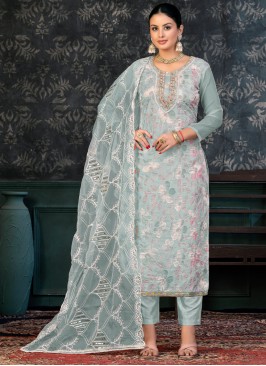 Enthralling Organza Handwork Trendy Suit