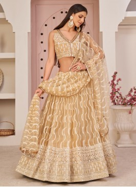 Enthralling Sequins Beige Designer Lehenga Choli