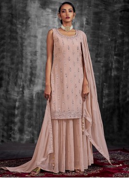 Enthralling Zari Engagement Palazzo Salwar Kameez