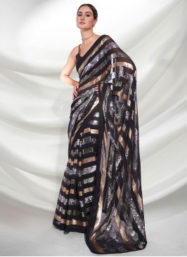 Enticing Georgette Embroidered Classic Saree