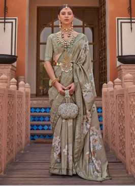 Enticing Green Ceremonial Contemporary Saree