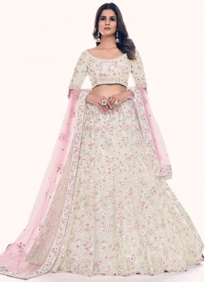 Enticing Net Sequins Sea Green Trendy Long Choli Lehenga