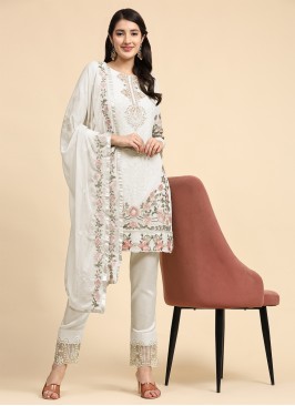 Enticing White Party Salwar Suit