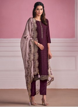 Entrancing Chikankari Work Pant Style Suit