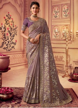 Entrancing Chinon Mauve  Contemporary Saree