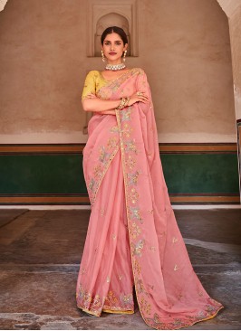 Entrancing Pink Classic Designer Saree