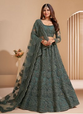 Entrancing Stone Grey A Line Lehenga Choli