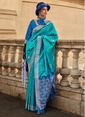 Epitome Aqua Blue Party Designer Saree