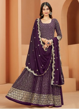 Epitome Embroidered Purple Anarkali Salwar Kameez 