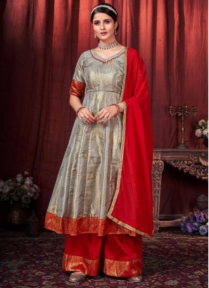 Epitome Grey Woven Readymade Salwar Suit