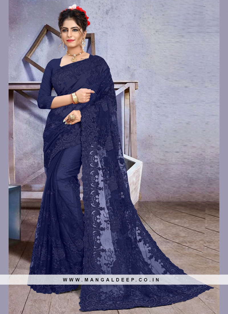 Epitome Net Blue Traditional Designer Saree