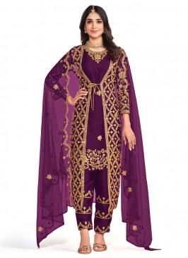 Epitome Net Purple Pant Style Suit