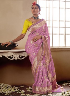 Epitome Purple Silk Trendy Saree