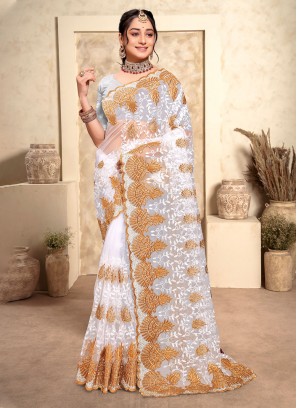 Epitome White Net Contemporary Saree
