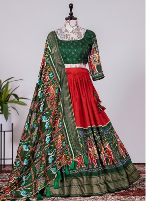 Especial Green and Red A Line Lehenga Choli
