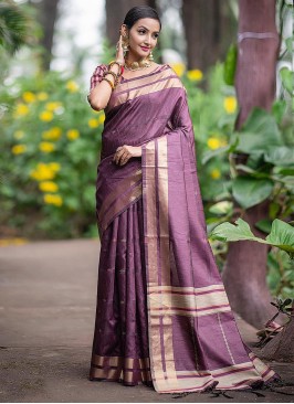 Especial Purple Woven Silk Designer Saree