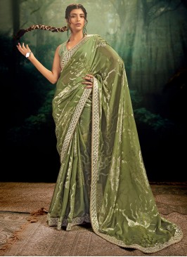 Especial Sea Green Fancy Contemporary Saree