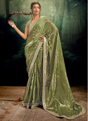 Especial Sea Green Fancy Contemporary Saree