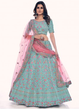 Especial Turquoise Thread Long Choli Lehenga