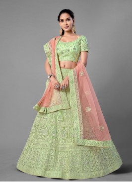 Ethnic Net Dori Work Sea Green Lehenga Choli